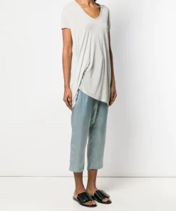 Rick Owens T-shirt Oversize à Ourlet Asymétrique 61 OYSTER -Rick Owens Soldes 13722482 16902164 600