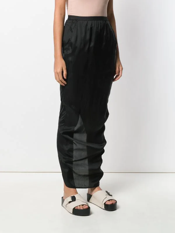 Rick Owens Jupe Longue Drapée BLACK 5 Rick Owens Jupe Longue Drapée BLACK – Image 3