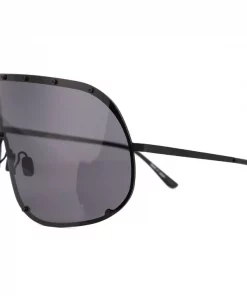 Rick Owens 0909 BLACK/BLACK Lunettes De Soleil Larry Shield Femme -Rick Owens Soldes 14102598 18562005 600