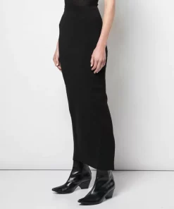 Rick Owens BLACK Jupe Longue Larry à Fente Arrière Femme -Rick Owens Soldes 14122075 18834588 600