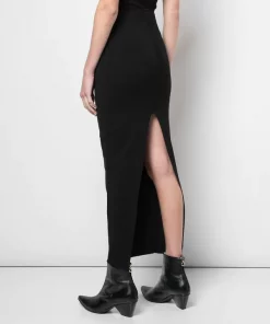 Rick Owens BLACK Jupe Longue Larry à Fente Arrière Femme -Rick Owens Soldes 14122075 18834592 600