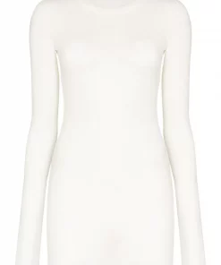 Rick Owens 110 CHALK WHITE T-shirt Nervuré à Manches Longues Femme
