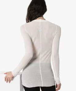 Rick Owens 110 CHALK WHITE T-shirt Nervuré à Manches Longues Femme -Rick Owens Soldes 14183344 24102924 600