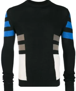 Rick Owens Pull Ajusté Classique 96348 BLACK/BLUE/DUST/PEARL