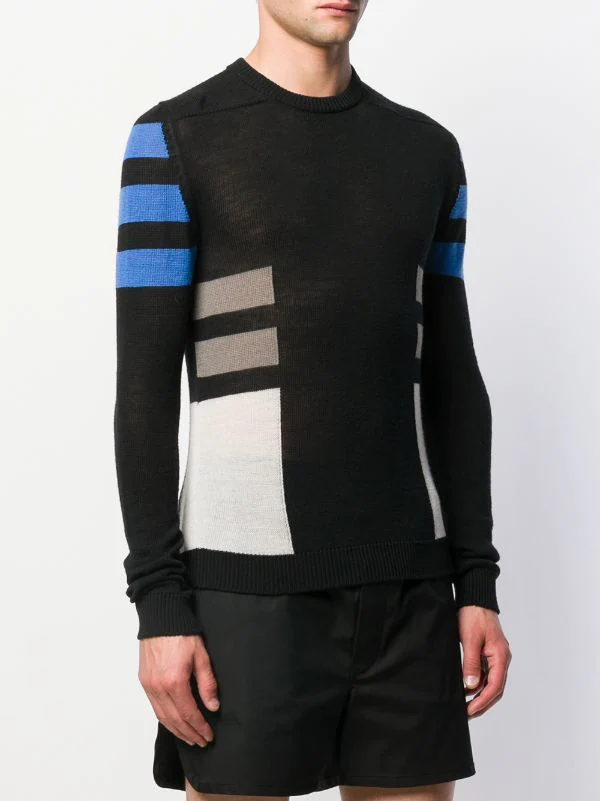 Rick Owens Pull Ajusté Classique 96348 BLACK/BLUE/DUST/PEARL 5 Rick Owens Pull Ajusté Classique 96348 BLACK/BLUE/DUST/PEARL – Image 3