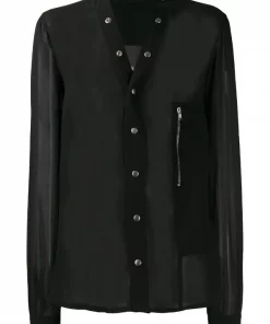 Rick Owens 09 BLACK Chemise Transparente à Boutons Pression Men Home