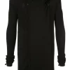 ( Nouvelle Collection ) Rick Owens BLACK Wool Drape Hooded Sweater Homme -Rick Owens Soldes 14346849 20797001 600
