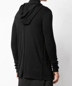 ( Nouvelle Collection ) Rick Owens BLACK Wool Drape Hooded Sweater Homme -Rick Owens Soldes 14346849 20797004 600