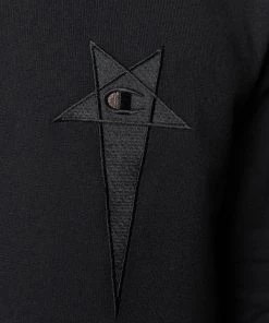 09 BLACK Sweat à Logo Brodé Rick Owens X Champion Homme -Rick Owens Soldes 14354730 25710855 600