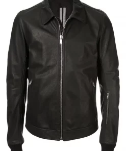 Rick Owens Veste Zippée En Cuir 09 BLACK