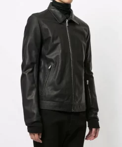 Rick Owens Veste Zippée En Cuir 09 BLACK -Rick Owens Soldes 14738194 23832984 600