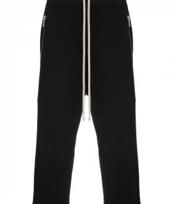 ( Nouvelle Collection ) Rick Owens 09BLACK Pantalon De Jogging Crop à Poches Zippées Homme