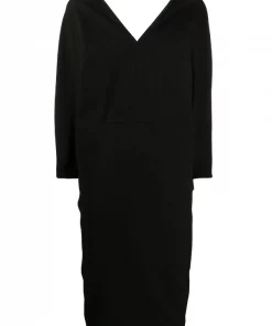 Rick Owens 09 BLACK Robe Mi-longue à Col V Femme