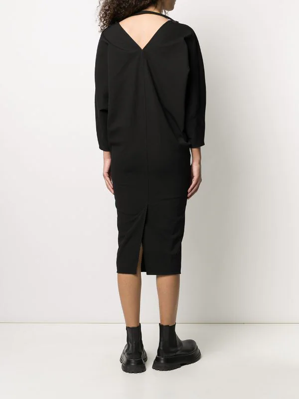 Rick Owens 09 BLACK Robe Mi-longue à Col V Femme 6 Rick Owens 09 BLACK Robe Mi-longue à Col V Femme – Image 4