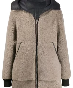 Rick Owens 9124 BLACK/DIRT Manteau Ample à Design Réversible Homme