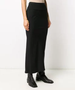 Rick Owens 09 BLACK Jupe Longue En Maille Nervurée Femme -Rick Owens Soldes 15560853 27984963 600
