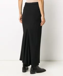 Rick Owens 09 BLACK Jupe Longue En Maille Nervurée Femme -Rick Owens Soldes 15560853 27985269 600