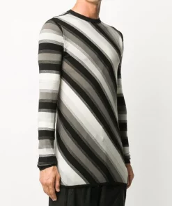 Rick Owens 09108 BLACK/PEARL AS SAMPLED Pull à Rayures Homme -Rick Owens Soldes 15729580 28935148 600