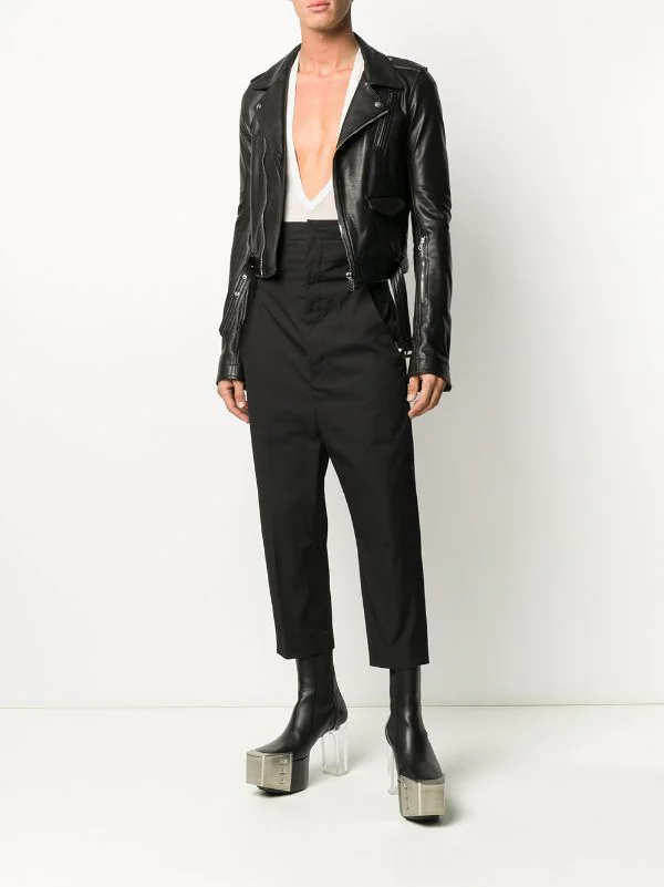 Rick Owens 09 BLACK Veste De Moto Zippée Homme 4 Rick Owens 09 BLACK Veste De Moto Zippée Homme – Image 2