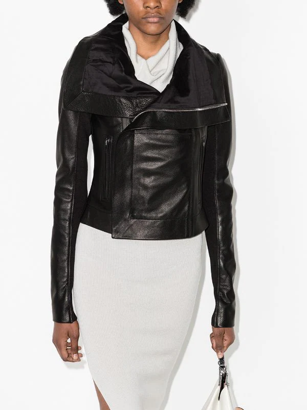 Rick Owens Veste De Moto En Cuir Femme 4 Rick Owens Veste De Moto En Cuir Femme – Image 2