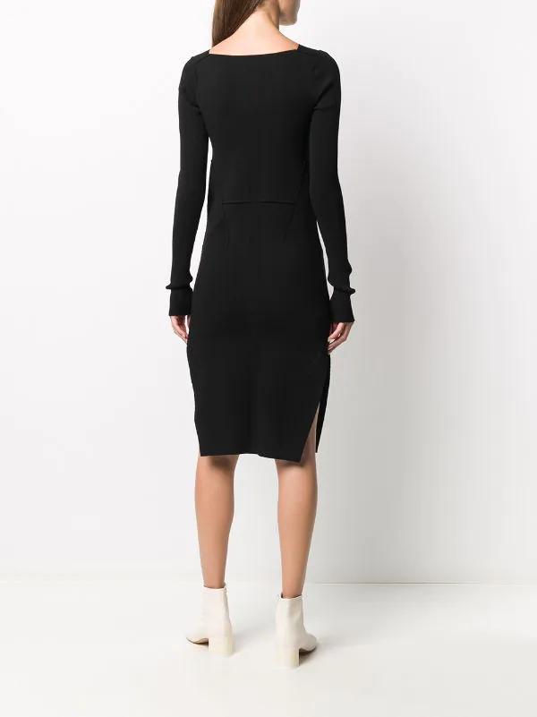 Rick Owens Robe Fendue à Col V 09 BLACK 6 Rick Owens Robe Fendue à Col V 09 BLACK – Image 4