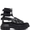 Rick Owens 99 BLACK/BLACK Sandales Hiking Tractor Femme