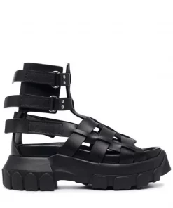 Rick Owens 99 BLACK/BLACK Sandales Hiking Tractor Femme