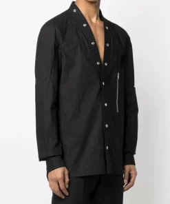 ( Nouvelle Collection ) Rick Owens 09 BLACK Chemise à Col V Homme -Rick Owens Soldes 16209797 30786316 600