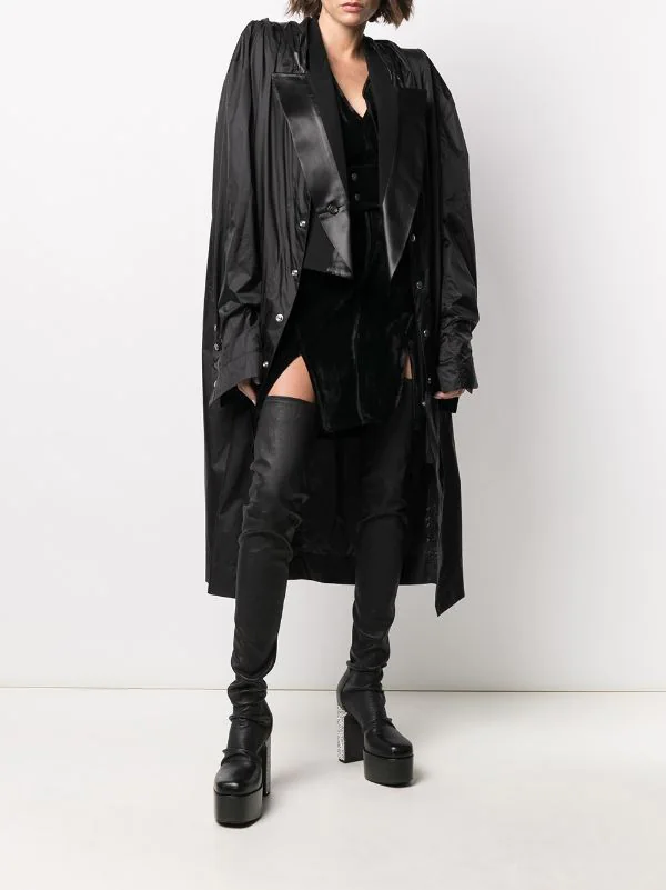 Rick Owens Robe Courte En Velours à Col V 09 BLACK 4 Rick Owens Robe Courte En Velours à Col V 09 BLACK – Image 2