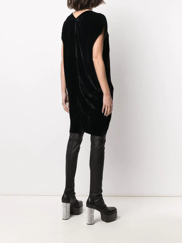 Rick Owens Robe Courte En Velours à Col V 09 BLACK 6 Rick Owens Robe Courte En Velours à Col V 09 BLACK – Image 4