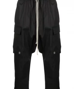( Nouvelle Collection ) Rick Owens 09 BLACK Pantalon Cargo à Lien De Resserrage Homme