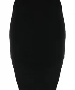 Rick Owens Jupe Crayon à Fente Latérale 09 BLACK