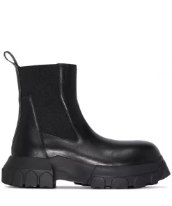 Rick Owens 099 BLACK/BLACK Bottes Beatle Bozo Tractor En Cuir Femme