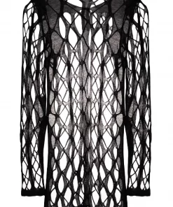 Rick Owens 09 BLACK Pull En Maille Ajourée Femme