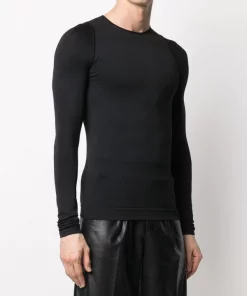 Rick Owens T-shirt Ajusté à Manches Longues 09 BLACK -Rick Owens Soldes 16350195 31420189 600