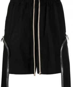 Rick Owens 09 BLACK Short à Détails D’œillets Homme