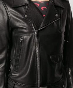 ( Nouvelle Collection ) Rick Owens Veste Asymétrique En Cuir Femme -Rick Owens Soldes 16382925 31761010 600