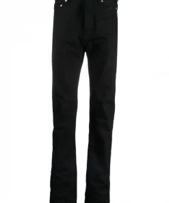 Rick Owens 09 BLACK Jean à Coupe Droite Homme