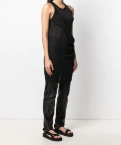 ( Nouvelle Collection ) Rick Owens 09 BLACK Débardeur à Coupe Mi-longue Femme -Rick Owens Soldes 16455938 32091280 600