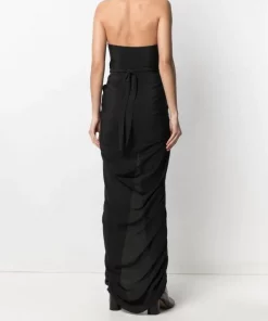 Rick Owens 09 BLACK Robe Drapée à Dos-nu Femme -Rick Owens Soldes 16524488 32189795 600