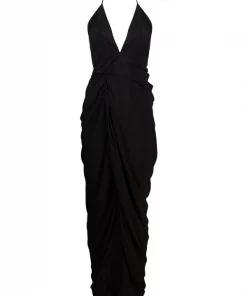 Rick Owens 09 BLACK Robe Drapée à Dos-nu Femme
