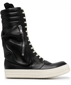 Rick Owens 911 BLACK Bottines Cargo Basket En Cuir Homme