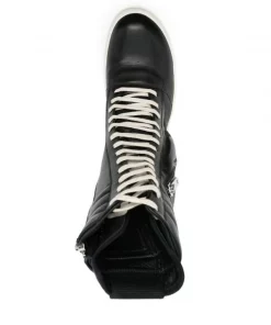 Rick Owens 911 BLACK Bottines Cargo Basket En Cuir Homme -Rick Owens Soldes 16598802 32398758 600