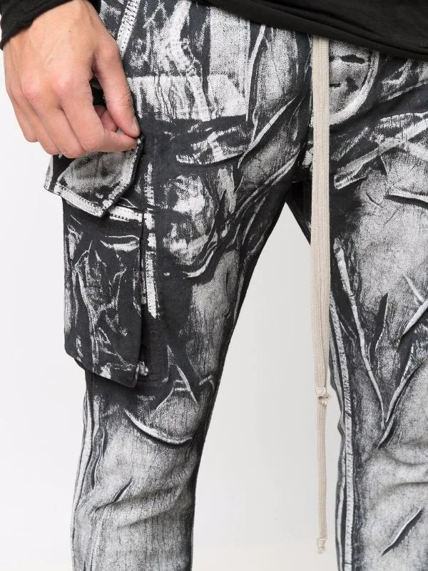 Rick Owens Pantalon Mastodon à Poches Cargo 119 MILK/BLACK 7 Rick Owens Pantalon Mastodon à Poches Cargo 119 MILK/BLACK – Image 5