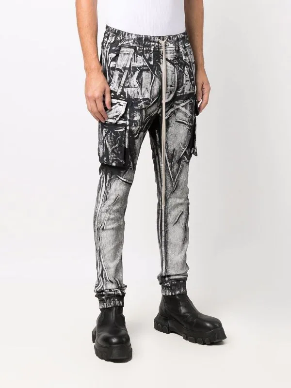 Rick Owens Pantalon Mastodon à Poches Cargo 119 MILK/BLACK 5 Rick Owens Pantalon Mastodon à Poches Cargo 119 MILK/BLACK – Image 3