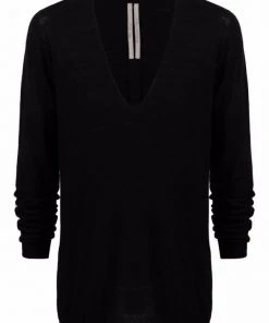 Rick Owens 09 BLACK Pull à Col V Profond Homme