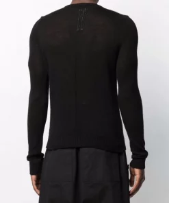 ( Nouvelle Collection ) Rick Owens 0908 BLACK/PEARL Pull à Encolure Ronde Homme -Rick Owens Soldes 16832433 33416709 600