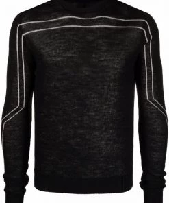 ( Nouvelle Collection ) Rick Owens 0908 BLACK/PEARL Pull à Encolure Ronde Homme