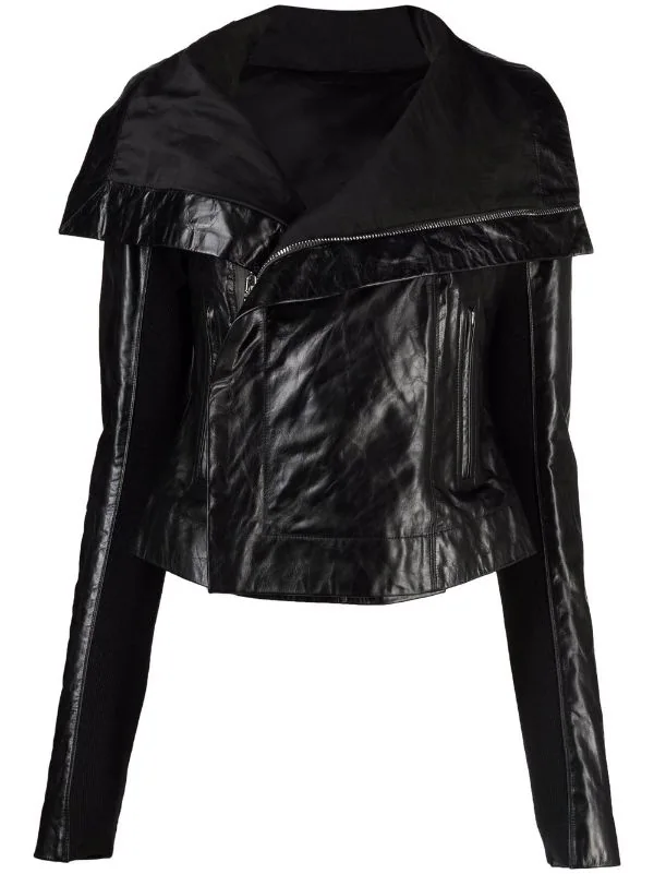 Rick Owens Veste De Moto à Empiècements Nervurés Femme 3 Rick Owens Veste De Moto à Empiècements Nervurés Femme