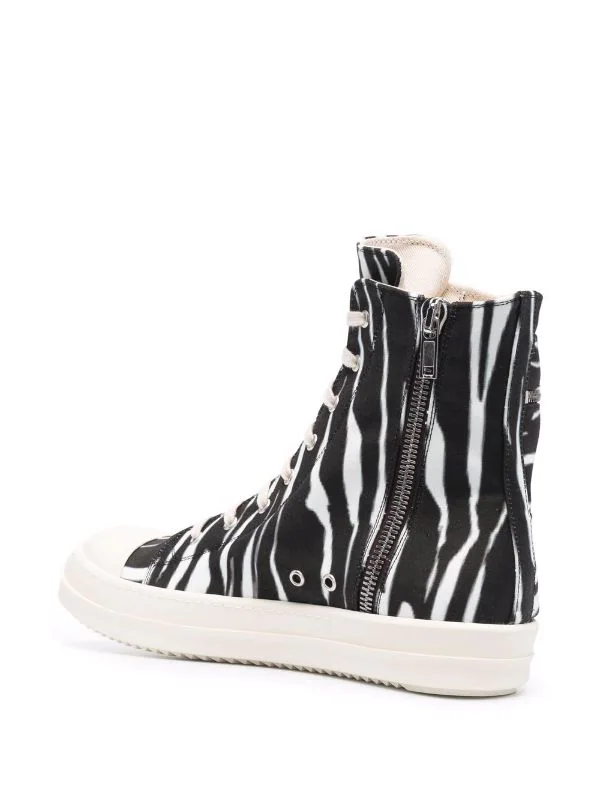 Rick Owens 92111 BLACK/NATURAL/MILK/MILK Baskets Montantes à Imprimé Zèbre Femme 5 Rick Owens 92111 BLACK/NATURAL/MILK/MILK Baskets Montantes à Imprimé Zèbre Femme – Image 3